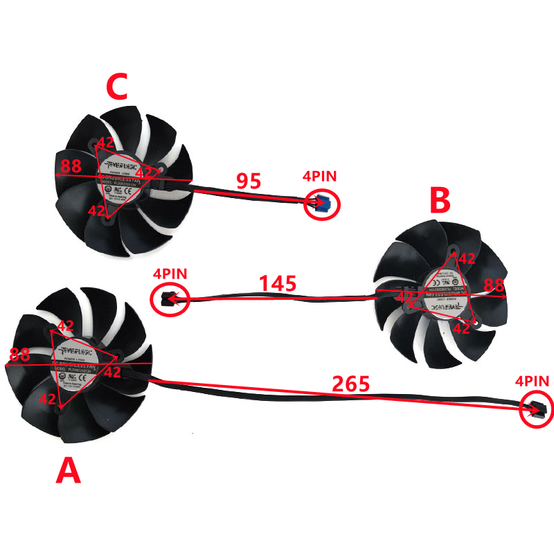 88mm 4 stift pld 09220 s 12h grafikkortsfläkt，för evgar rtx 3090 rtx 3070 rtx 3080 rtx 3080 ti grafikkort kylfläkt