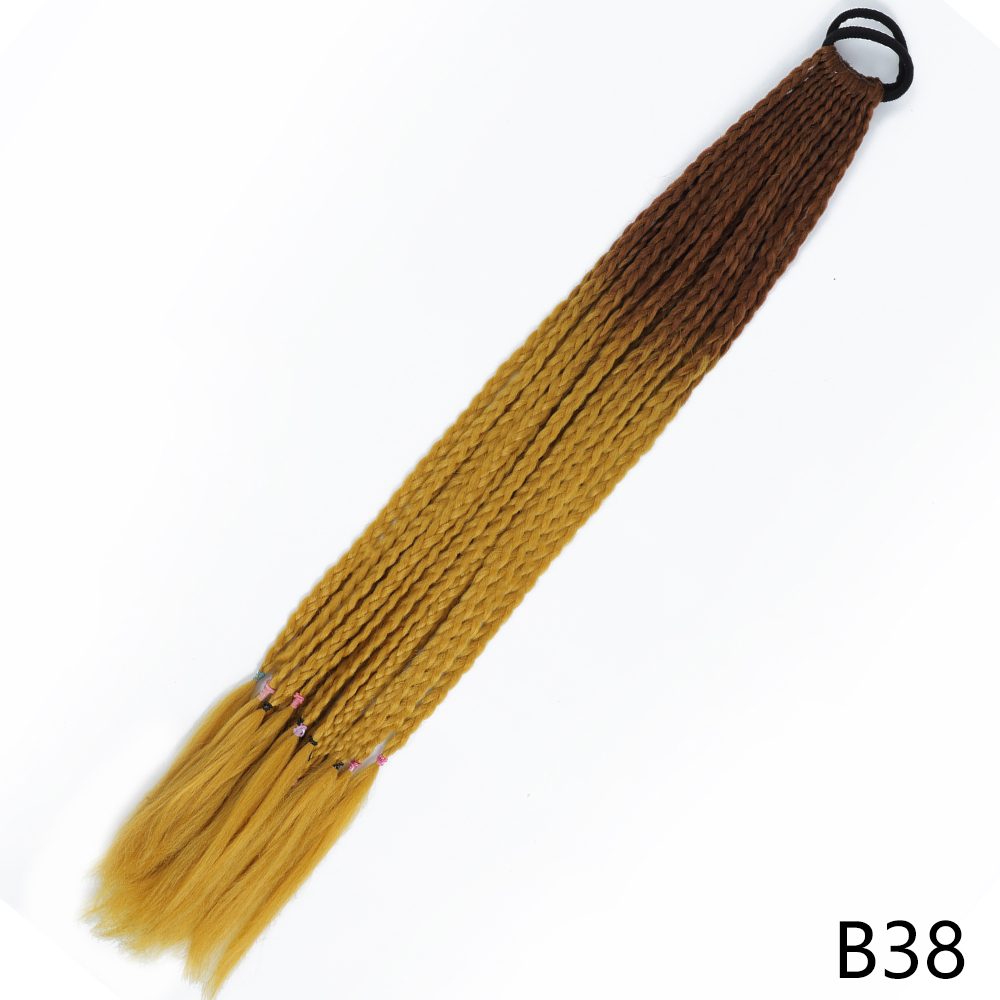 AZQUEEN-coleta trenzada sucia de Color degradado sintético, banda de goma elástica de 60CM, extensiones de cabello trenzado de cola de poni para niñas