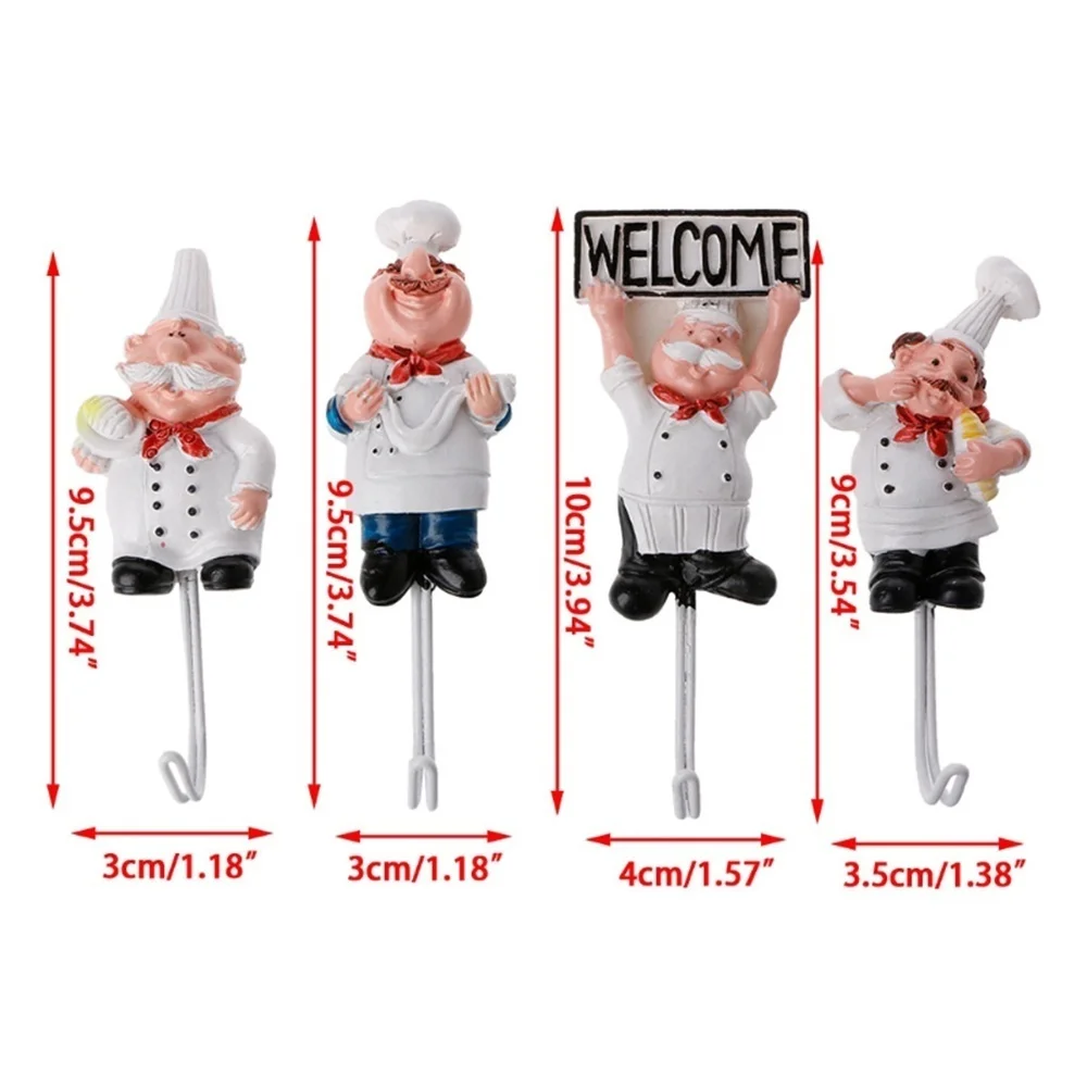 Keuken Creatieve Chef Cartoon Opbergrek Haken Muur Hanger Keuken Haken Voor Gebruiksvoorwerpen