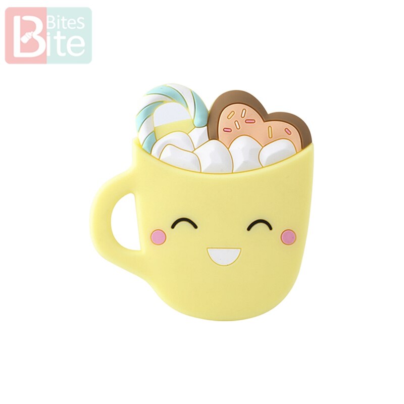 1 Pc Baby Bijtring Glimlach Cups Food Grade Perle Siliconen Knaagdieren Pasgeboren Verpleegkundige Fopspeen Hanger Childen's Goederen Kinderziektes Speelgoed: candy yellow