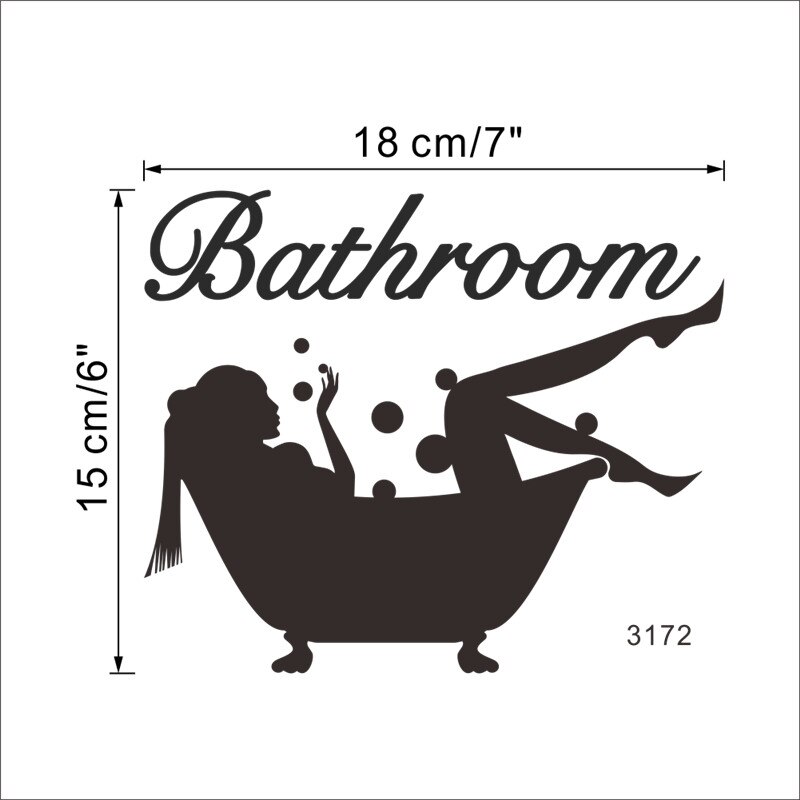 Woman Bathing Pattern Vinyl Stickers For Bathroom Shower Roon Door Decoration Wall Mural Art Diy Home Decals