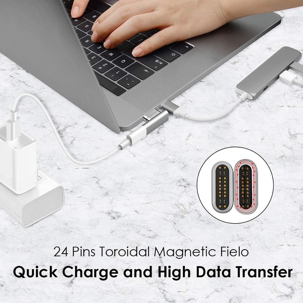 24 pin magnetic USB C charging adapter to USB C macbook Converter Adapter for Macbook /Matebook thunderbolt 3 Magnetic Adapter