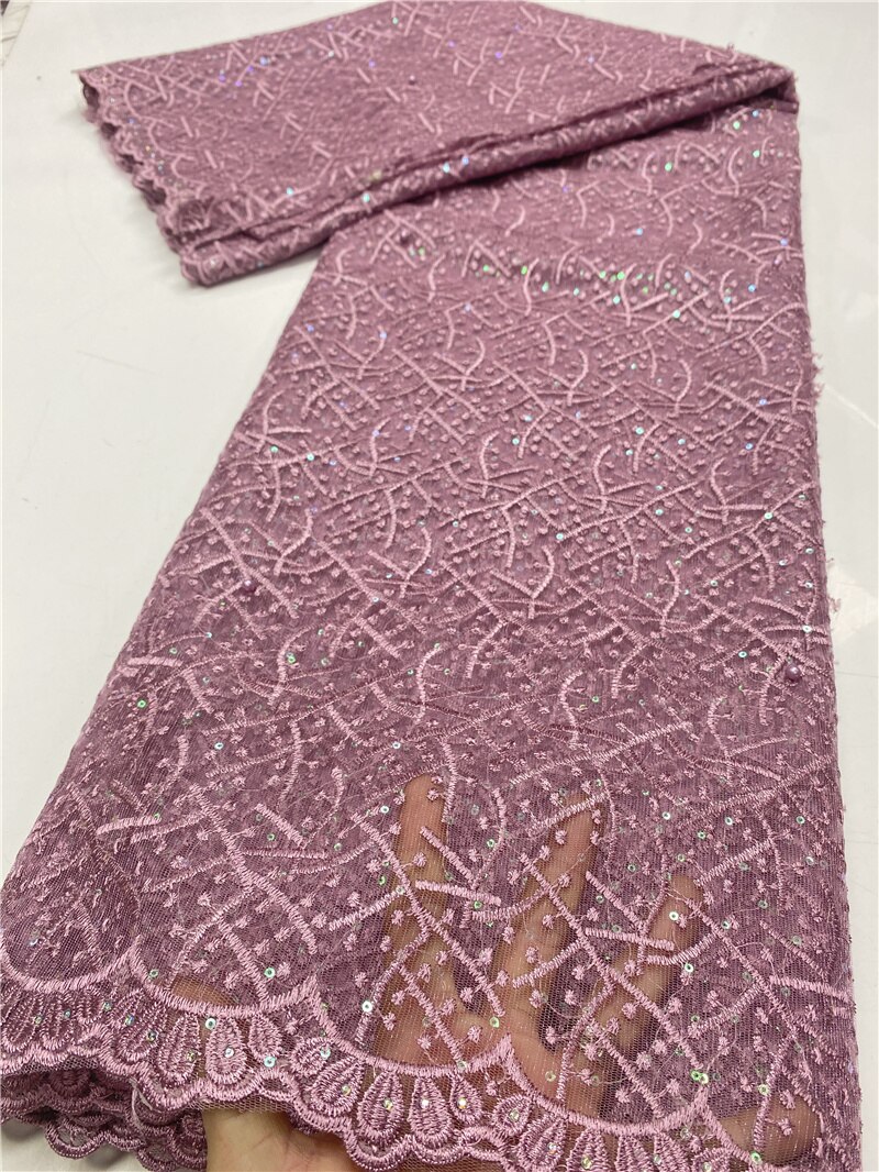 Tessuto di pizzo con paillettes bianco africano 2020 tessuto di pizzo Tulle francese di alta qualità tessuto di pizzo nigeriano per YA3634B-1 da sposa: immagine 5