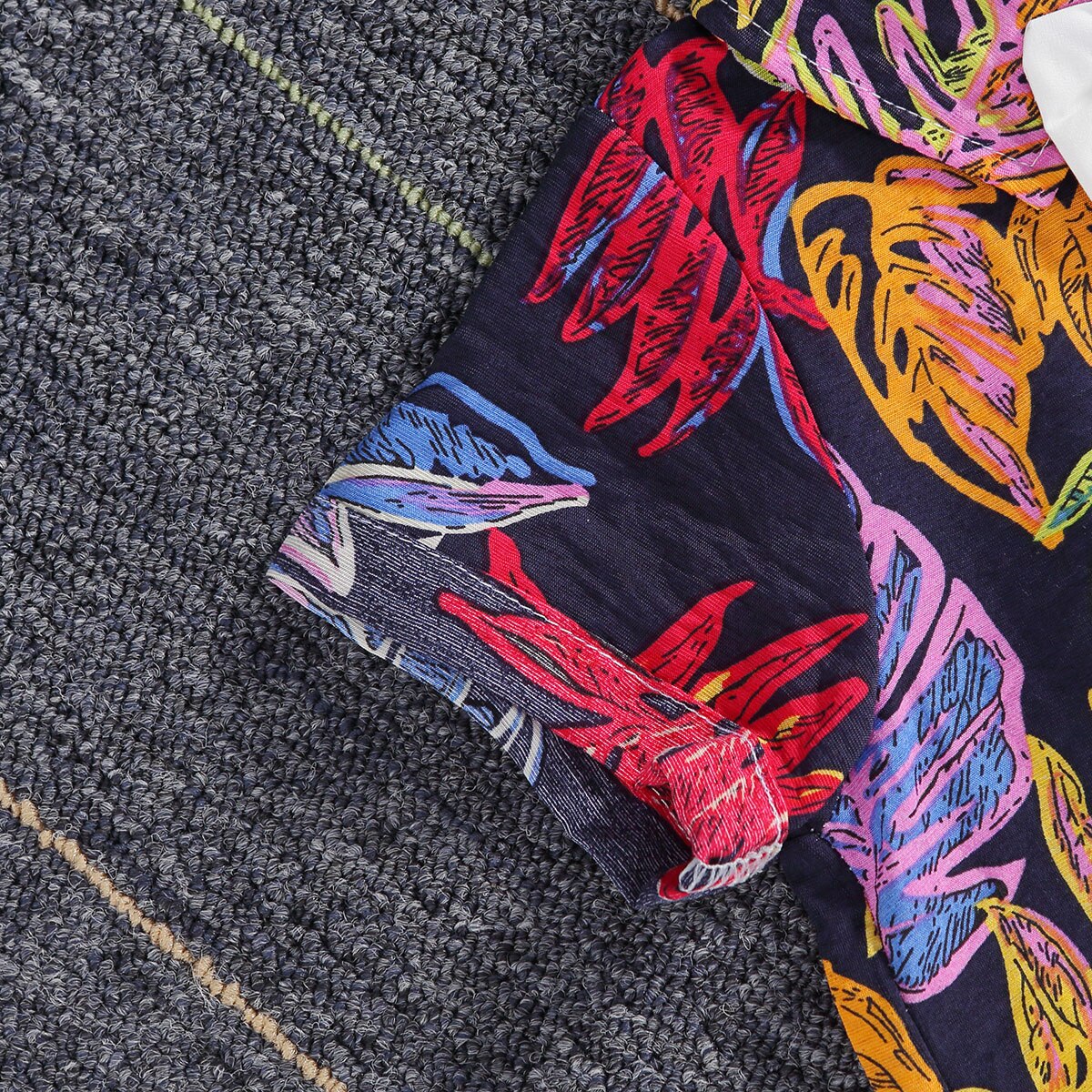 Een Stuk Kleding Baby Baby Boy Korte Mouw Romper Jumpsuit Bloemen Een Stuk Bodysuit Shirt Hawaiian Outfits