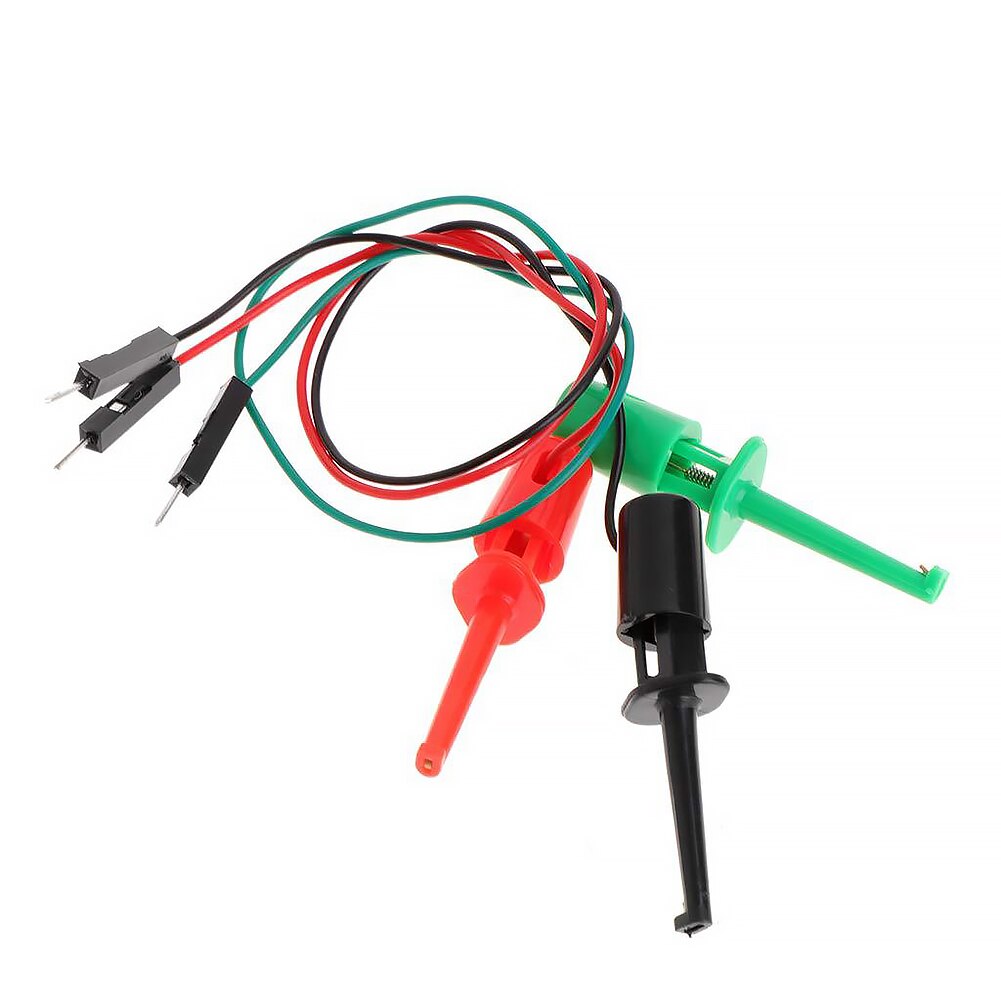 3pcs Electrical Hook Type Test Clip Instrumentation Transistor Tester Hook Type Test Clip Probes Kit with Male Head DuPont Line