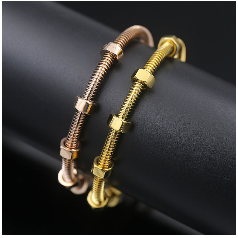 Schraube Armreifen Titan Stahl Oval Paar Frauen Armreifen kein stein Rose Gold Armbänder Femme Schmuckstück Pulseira ohne Kasten