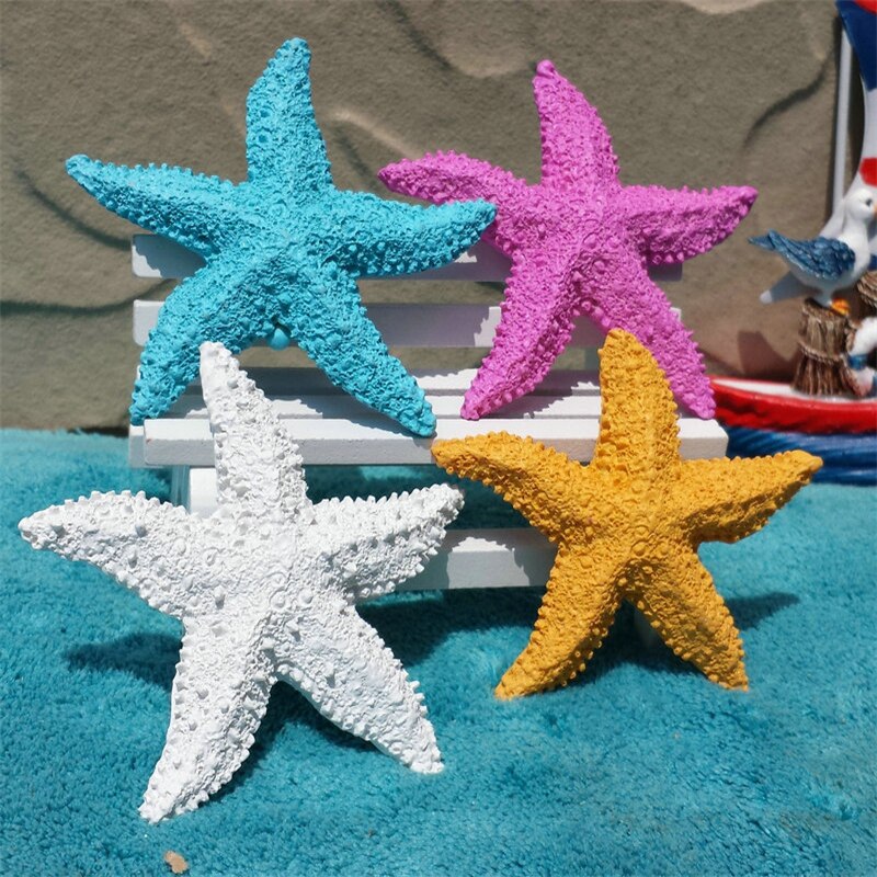 Medelhavsstil havsstjärna hav strand ornament bröllop terrarier akvarium dekoration harts hantverk heminredning 5.5-8cm