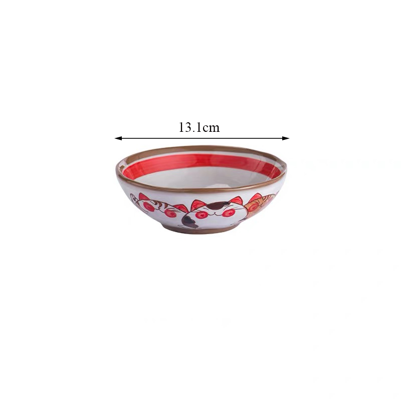 Japanese Hand-painted Ceramic Cute Cartoon Cat Tableware Set Soup Noodle Bowl Fish Dish Family Dinner Steak Tableware: 5.5 Inch Bowl