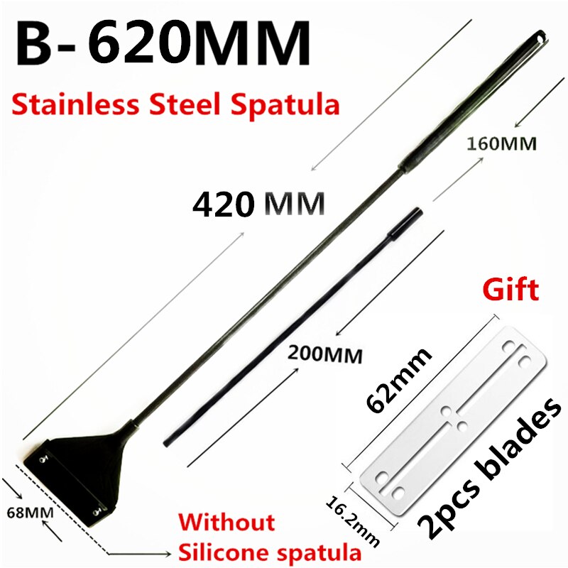Aquarium Algae Scraper Stainless Steel Silicone Blade Water Live Plants Coralline Fish Tank Maintenance Tools: B-620mm