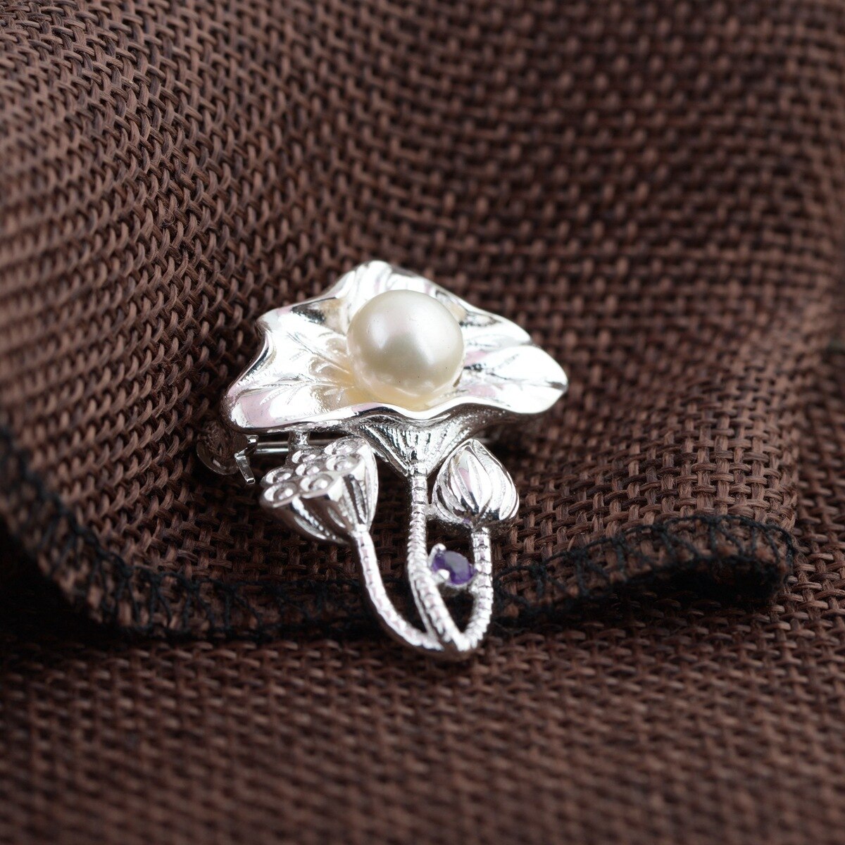 Echte Zoetwater Parel Broche Echt 925 Sterling Zilveren Sieraden Voor Vrouwen Lotus Seedpod