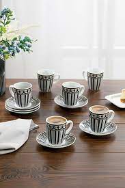 Porcelain Coffee Cup Sets, 6 Person Espresso Turkish Coffee Stylish Cups and Saucers Ceramic Mugs European Luxury: Eldora