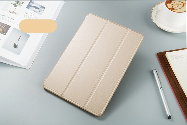 iPad 2/3/4 Case - PU Leather & Soft Silicone Shell - Magnetic Smart Sleep Wake Cover: Gold L FW 234