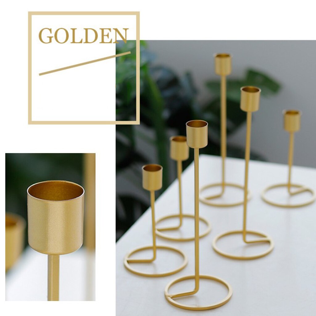 Nowoczesny żelazny świecznik świecznik wesele dekoracja konferencyjna-złoto, L
