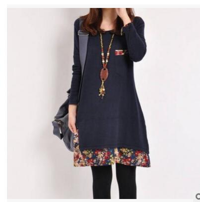 Baumwolle Leinen Mutterschaft Kleider Herbst und frühling Kleidung für Schwangere Frauen lässig Schwangerschaft Kleid Mutterschaft Tragen Mutterschaft-dres: Blau / XXL