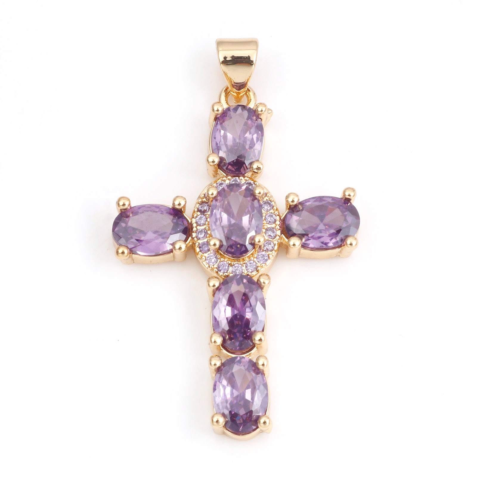 Colgantes de Cruz religiosa de cobre para mujer, abalorios de Metal de Color dorado Multicolor, para hacer collares, pulseras, joyería de 4cm x 2,3 cm, 1 unidad: PLATEADO