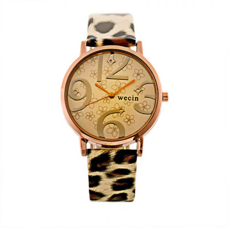 Reloj con estampado de leopardo de personalidad para mujer, reloj de con esfera de fuente creativa,: Default Title