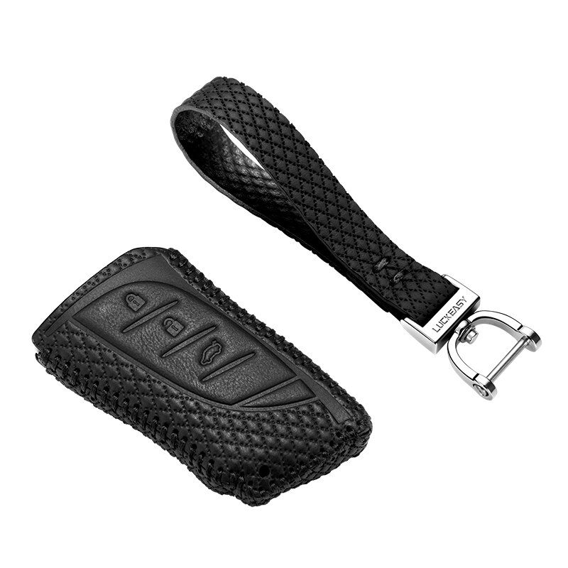 luckeasy car key cover for lexus LC LS ES Case Remote Keys Shell leather key4y: black 2