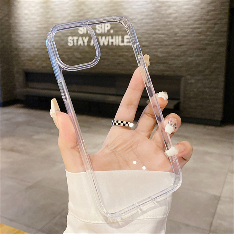 Funda transparente de acrílico duro a prueba de golpes para iPhone, 15, 14, 13, 12 Mini, 11 Pro, XS, Max, X, XR, 7, 8 Plus, SE3, cubierta de silicona suave