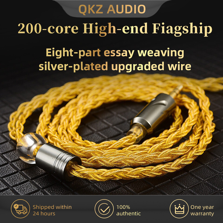 Cable de auriculares con cable QKZ T1 KZ, Cable de actualización Chapado en plata de 8 hebras, Cable de actualización de auriculares de 0,75 MM y 2 pines, accesorios para auriculares de 3,5 MM