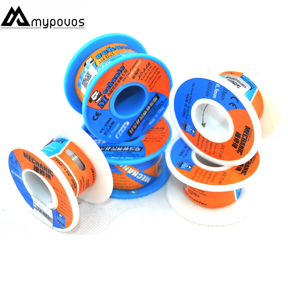 Rollo de colofonia de estaño para soldadura, Rollo mecánico de hilo de soldadura de bajo punto de fusión, 0,2/0,3/0,4/0,5mm 40G-55G 0,6