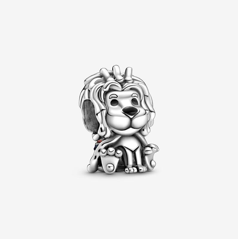 925 Sterling Silver Beads Animal Lion Snake Llama Fox Dog Charm Fit Pan Bangle Bracelet DIY Women Jewelry: Lion
