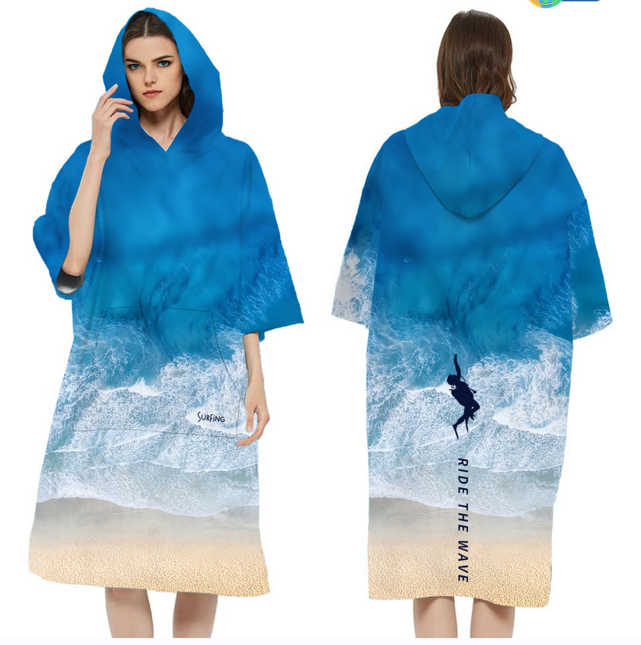 Frau Taucheranzug Wechsel Robe Poncho schnell trocknende Kapuze Badet uch Bademantel Strand Schwimmen Surf handtuch Erwachsener Mann: Rosa