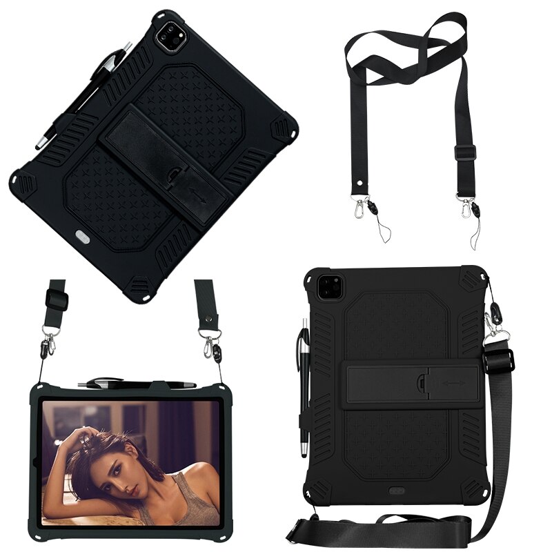 Tablet Case for iPad 11 PRO Upgrade Silicone Case Protective Case Anti-Fall with Strap and Capacitor Pen