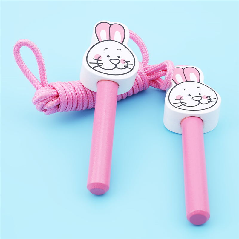 2M Tiere Holz Griff Springen Springseil Fitness Übung Sport Ausrüstung Pädagogisches Kinder Kinder Jungen Mädchen Spielzeug