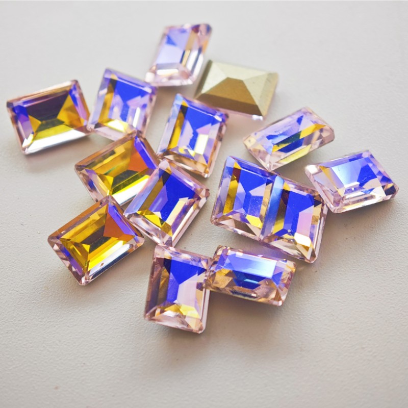 50 stuks 6x8mm rechthoekige haakse nagelaccessoires kleurrijke super glanzende K9 diamant puntige bodem onregelmatige nageldecoratie