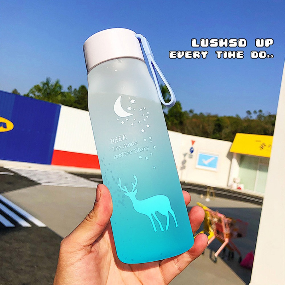 560Ml Sport Water Fles Plastic Draagbare Drinkbeker Meisje Lekvrij -Proof Shaker Mok Water Reizen fles: blue