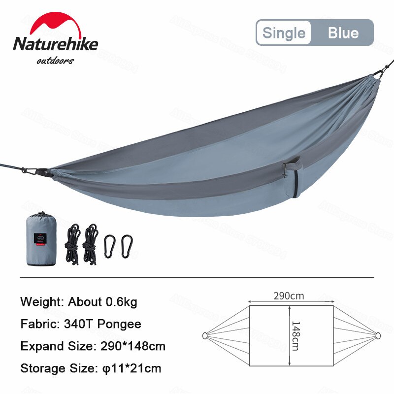 Naturehike-hamaca ultraligera para exteriores, individual y doble, antideslizante, para acampar, salvaje, NH21DC011: Single Blue