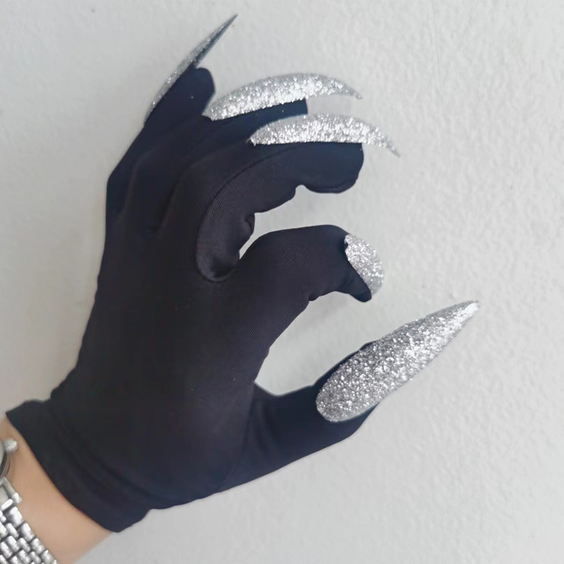Coole Halloween Handschoenen Ghost Claw Dress Up Korte Handschoenen Mode Zwarte Lange Nagels Cosplay Halloween Grappige Handschoenen Accessoires