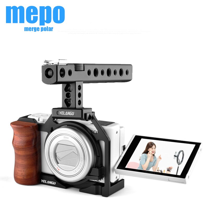 Impugnatura a gabbia ZV1 per gabbia per fotocamera Sony ZV1 con impugnatura laterale in legno scarpa fredda 1/4 &quot;foro per vite per microfono treppiede a LED