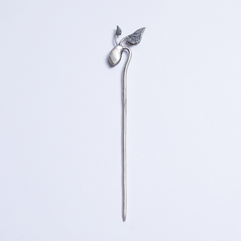 Solid 925 Sterling Zilver Haar Sticks Voor Vrouwen Ontkiemd Bonen Blad Vintage Bruids Haar Accessoires Black Thai Zilveren Sieraden