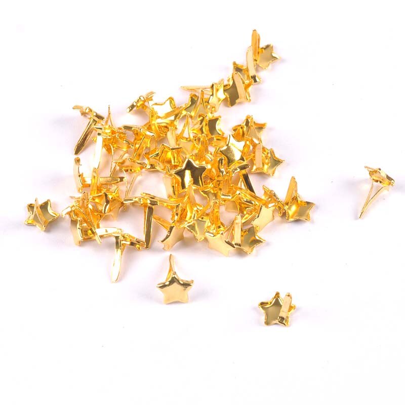 Golden Star Brads – attaches métalliques pour bricolage, accessoires de décoration de chaussures, Scrapbooking, embellissement, 8x11mm, 50 pièces, c2403