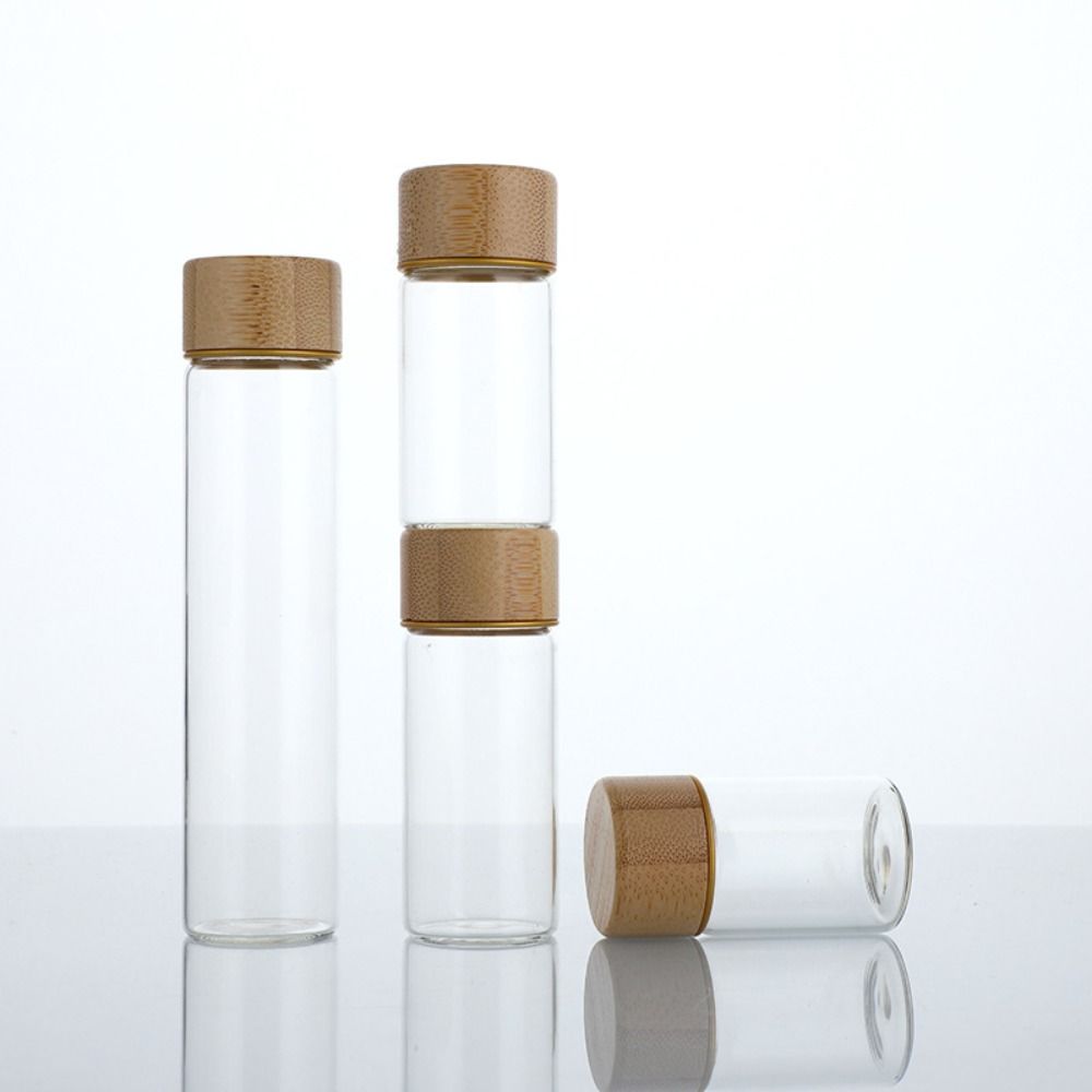 Botellas dispensadoras de vidrio, frascos de especias sellados, tanque de almacenamiento transparente, herramienta de almacenamiento, botellas de vidrio con tapas de madera