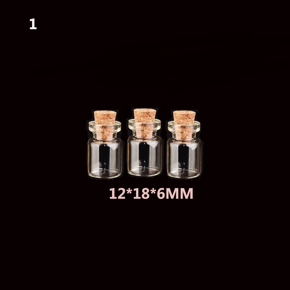 1/10 sztuk 2/3/10ml wyczyść fiolki szklane butelka wiadomości puste małe butelka życzeń z korek puste przezroczyste małe pojemniki: 12-18-6mm-3szt