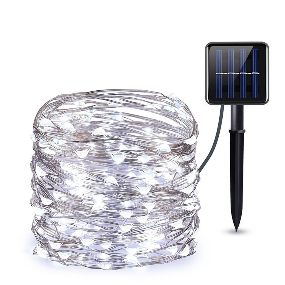 Solar lampa led utomhus 7m/32m led fairy lights julgirlanger solar garden party vattentäta lampor led string lights: Vitt ljus / 32m 300 ledde