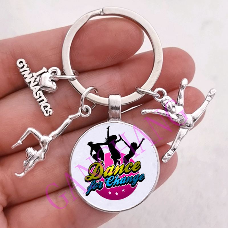 Mode Zumba Glas Sleutelhanger Fitness Dans Brief Foto Sleutelhanger Sport Gymnastiek sleutelhanger Ik hou van Fitness Sleutelhanger Sieraden