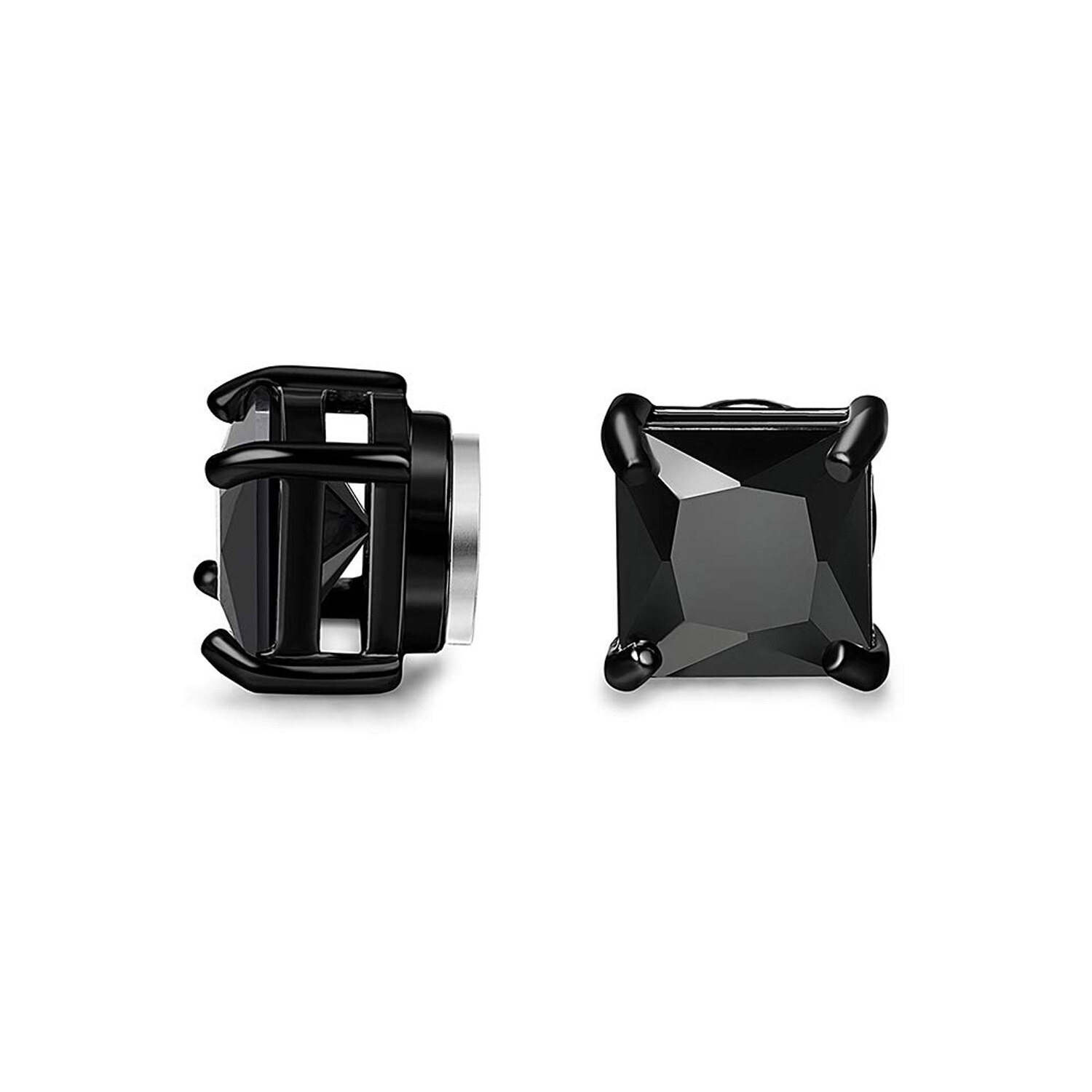 6 pairs magnetic stud earring for men women round square cz magnet non pierced clip on earrings set 6mm 8mm: 1 pair-style e / 6mm