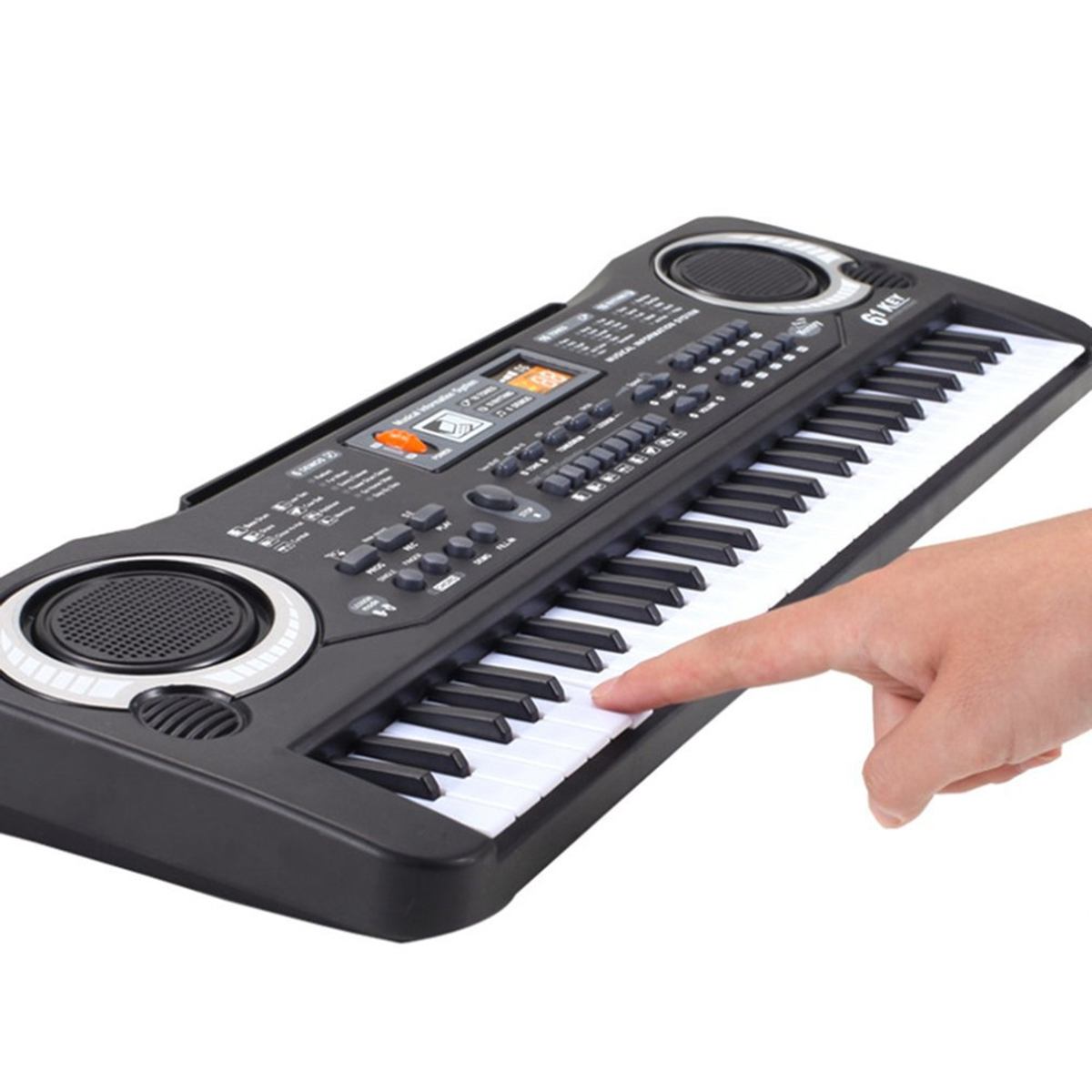 61 Key USB/US/EU Plug Digital Music Electronic Keyboard Piano With Microphone Plastic Black Early Educational Tool for Kids