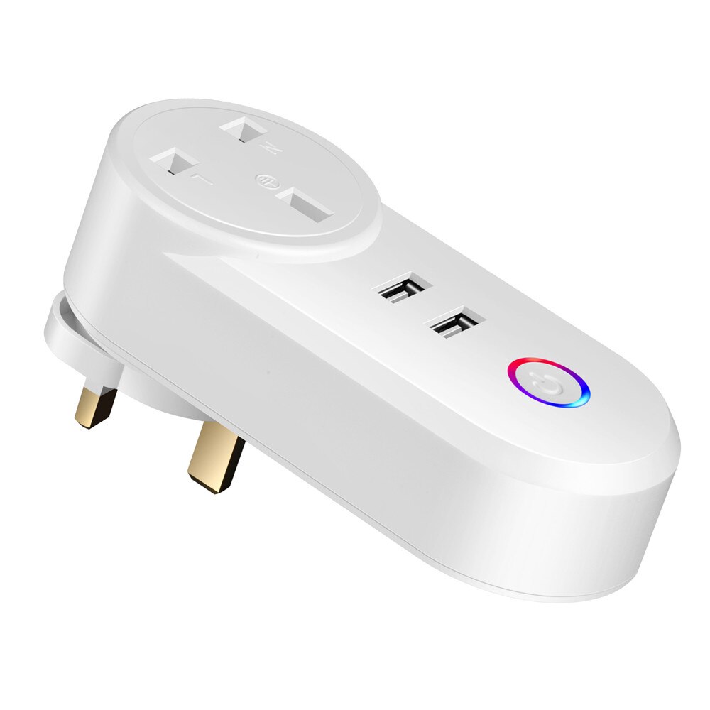 Smart Wifi Plug 16A Power Monitor Tuya APP Control Outlet 2 USB Port Smart Life Wifi Works With Alexa Google Assistant: UK type