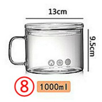 Glass Cooker kitchen 1000ML 1350ML 1500ML Silicon open flame straight pot electric ceramic stove heating glass pot with lid: Side handle 1000ml