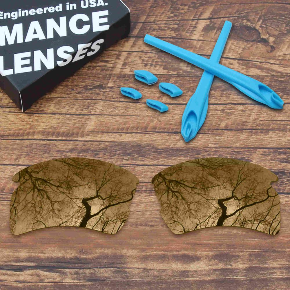 ToughAsNails Polarized Replacement Lenses & Sky Blue Rubber Kit for Oakley Flak 2.0 XL Sunglasses: Peach gold and Blue