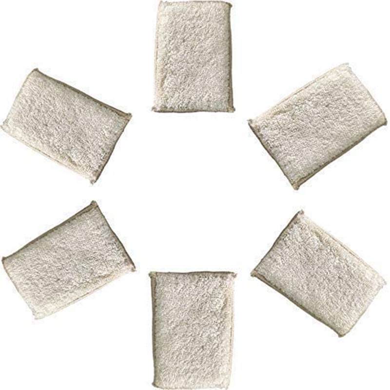 6pcs Bamboo fiber sponge kitchen cloth cleaning brush absorbent oil-free scouring pad reusable dishwashing sponge