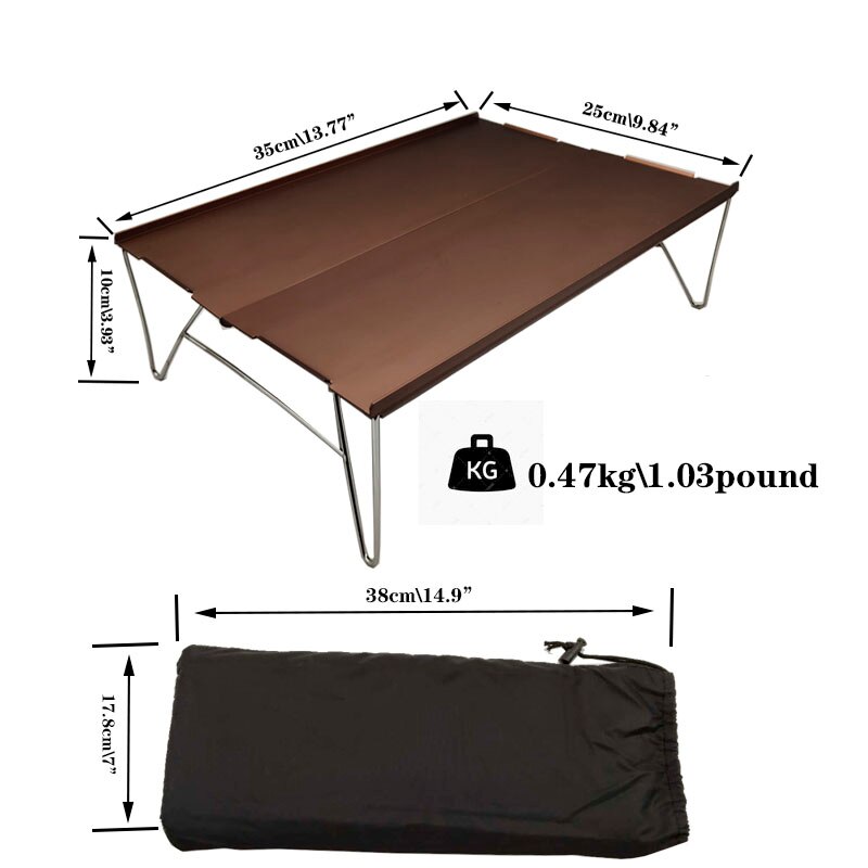 2 stk mini bord holdbart og stærkt let at bære camping og rejse bord aluminium