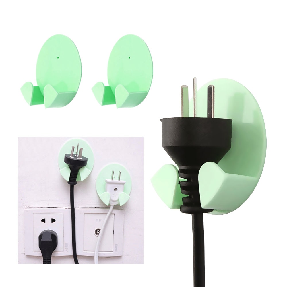 2pcs/Pack Holder Multifunctional Home Office Wall Powerful Adhesive Plastic Power Plug Socket Holder Hanger Wall Storage Hook