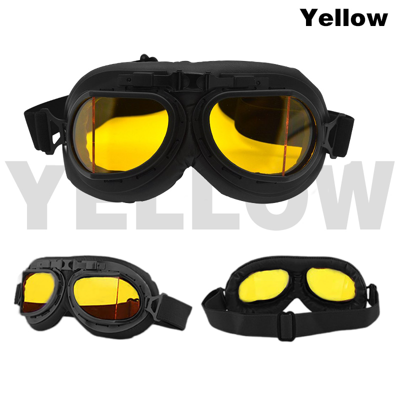 Motorcykel briller retro hjelm pilot briller motorcykel cykel briller vintage klassiske solbriller til gafas motocross dirt bike: Sort gul