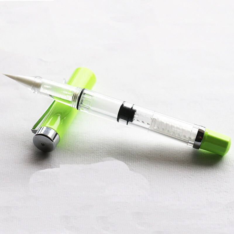 Pluma de pincel transparente estilo fuente para niños, pluma de acuarela de tinta rellenable para pintar, dibujo y caligrafía, artículos de dibujo artístico: Light green