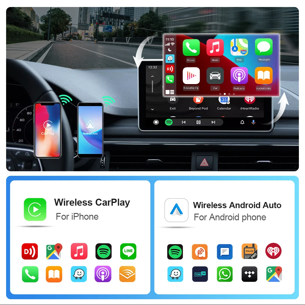 Adattatore senza fili CarPlay androide auto senza fili Carplay Ai scatola Dongle USB per Mela Iphone Telefono androide auto Collegare per 98% auto